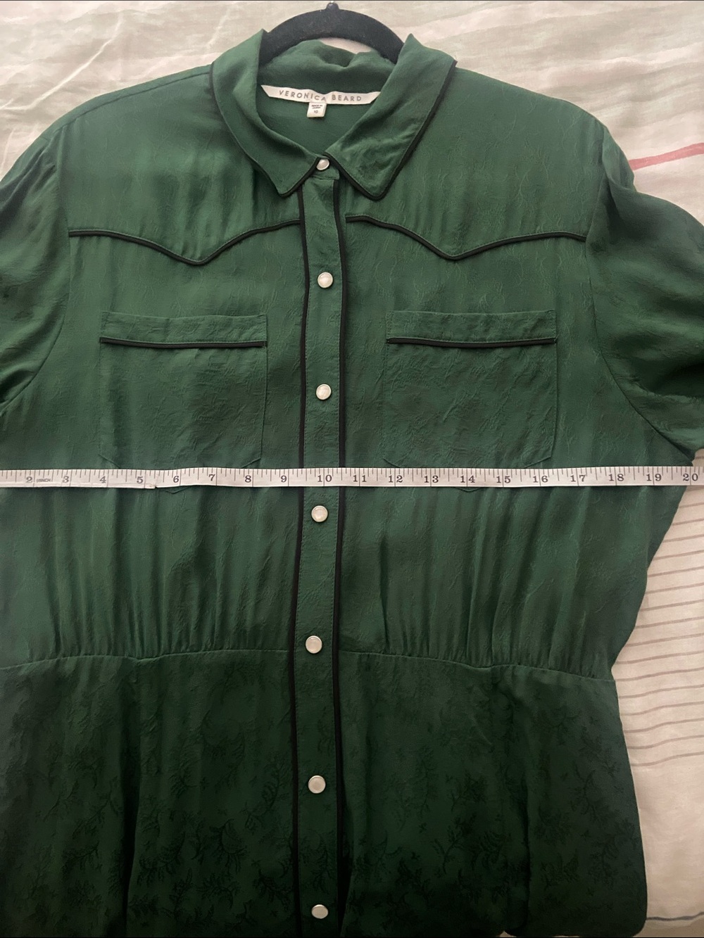 Veronica Beard Spur Western Silk Dress in Green, Size 10 - Picture 8 of 10